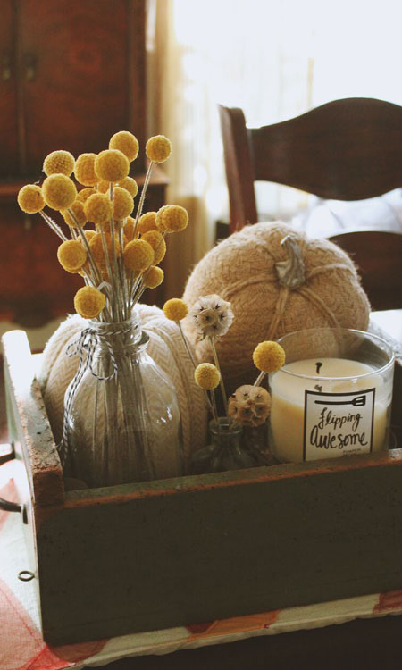 decorate for fall candle pumpkins box