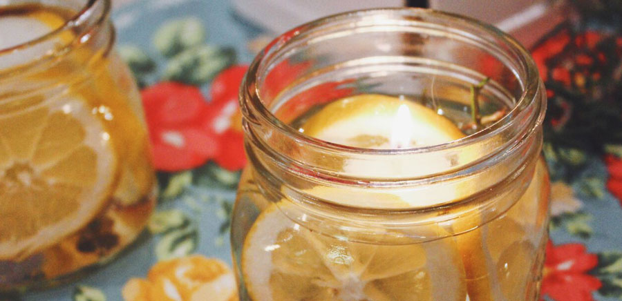 lemon diy candle close up